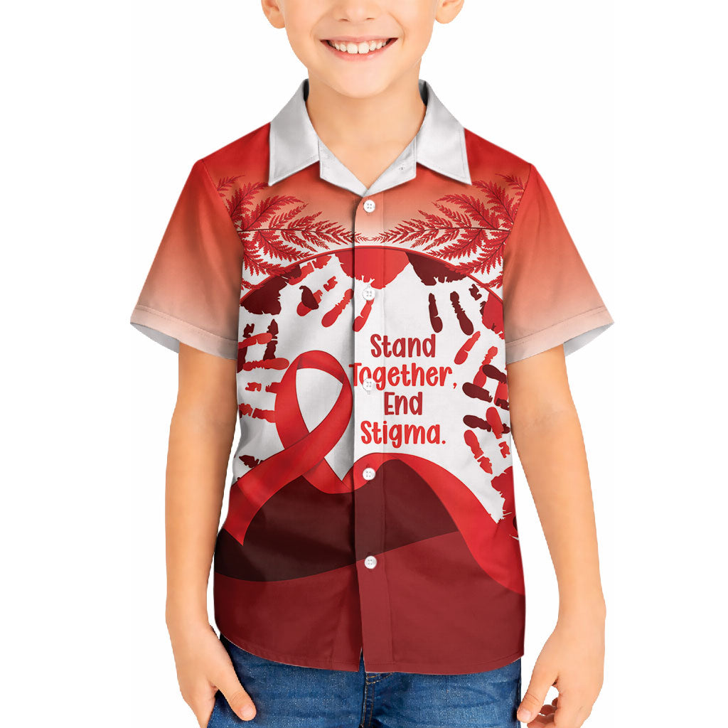 Red Ribbon Day New Zealand Hawaiian Shirt Stand Together End Stigma NZ Fern