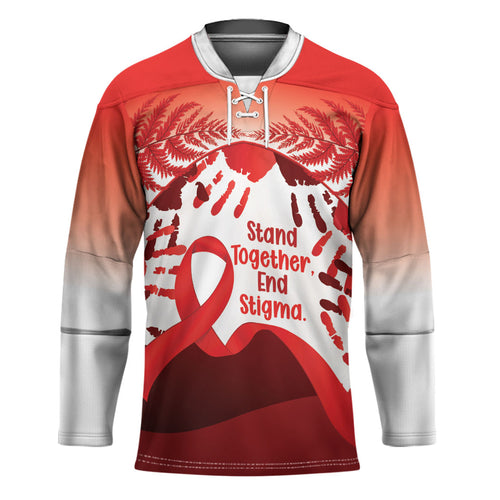 Red Ribbon Day New Zealand Hockey Jersey Stand Together End Stigma NZ Fern