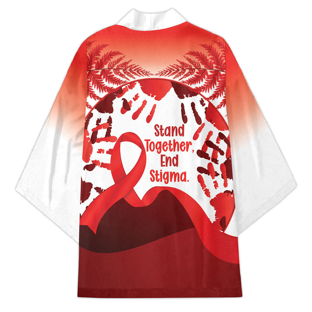 Red Ribbon Day New Zealand Kimono Stand Together End Stigma NZ Fern