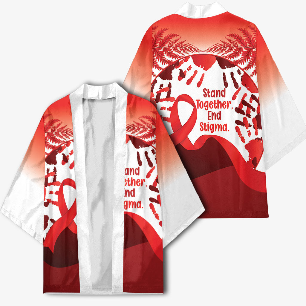 Red Ribbon Day New Zealand Kimono Stand Together End Stigma NZ Fern