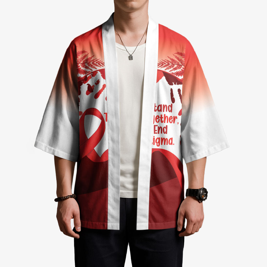 Red Ribbon Day New Zealand Kimono Stand Together End Stigma NZ Fern