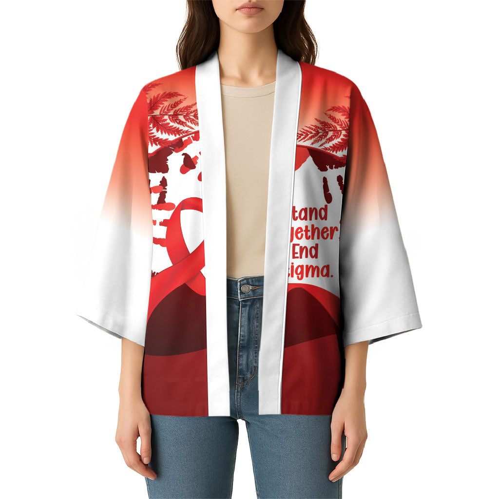 Red Ribbon Day New Zealand Kimono Stand Together End Stigma NZ Fern
