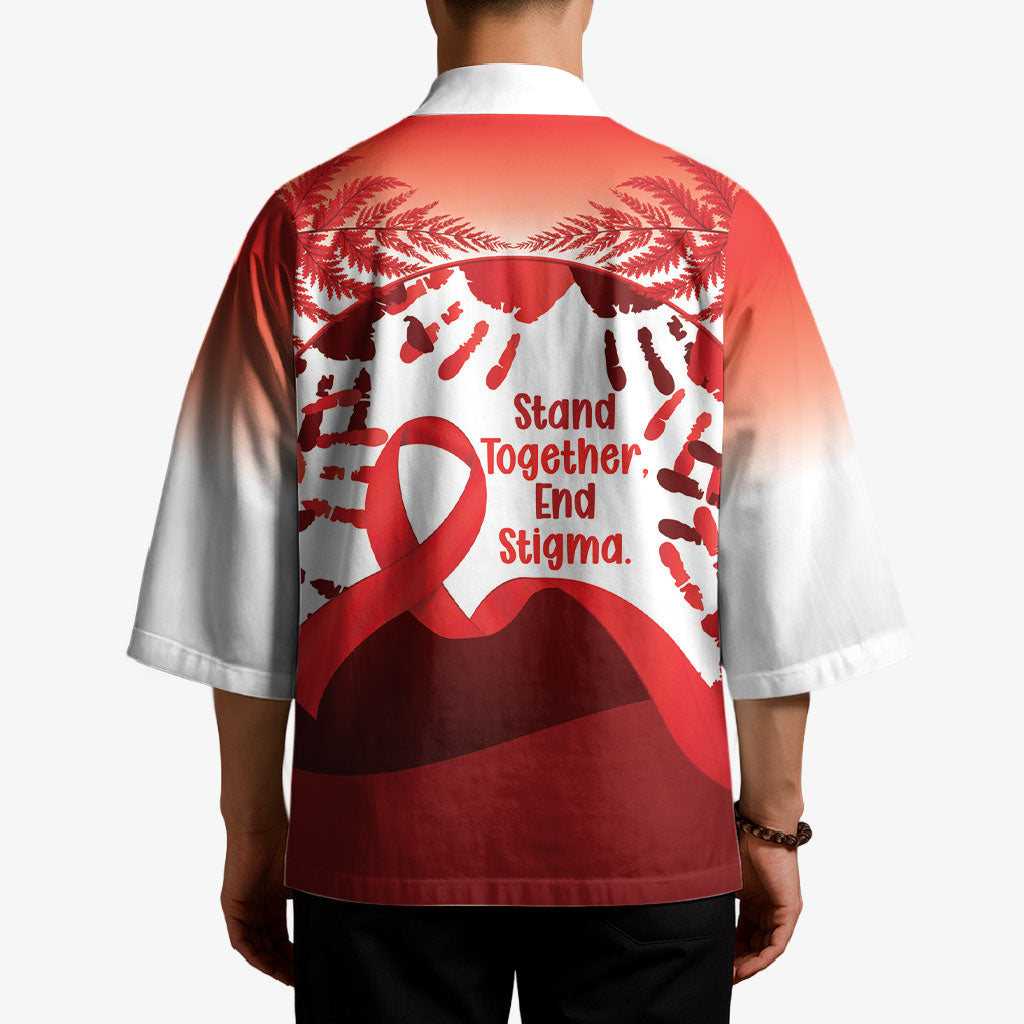 Red Ribbon Day New Zealand Kimono Stand Together End Stigma NZ Fern
