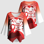 Red Ribbon Day New Zealand Kimono Sleeve Blouse Stand Together End Stigma NZ Fern