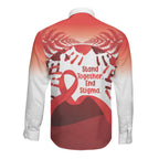 Red Ribbon Day New Zealand Long Sleeve Button Shirt Stand Together End Stigma NZ Fern