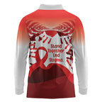 Red Ribbon Day New Zealand Long Sleeve Polo Shirt Stand Together End Stigma NZ Fern