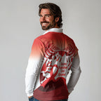 Red Ribbon Day New Zealand Long Sleeve Polo Shirt Stand Together End Stigma NZ Fern