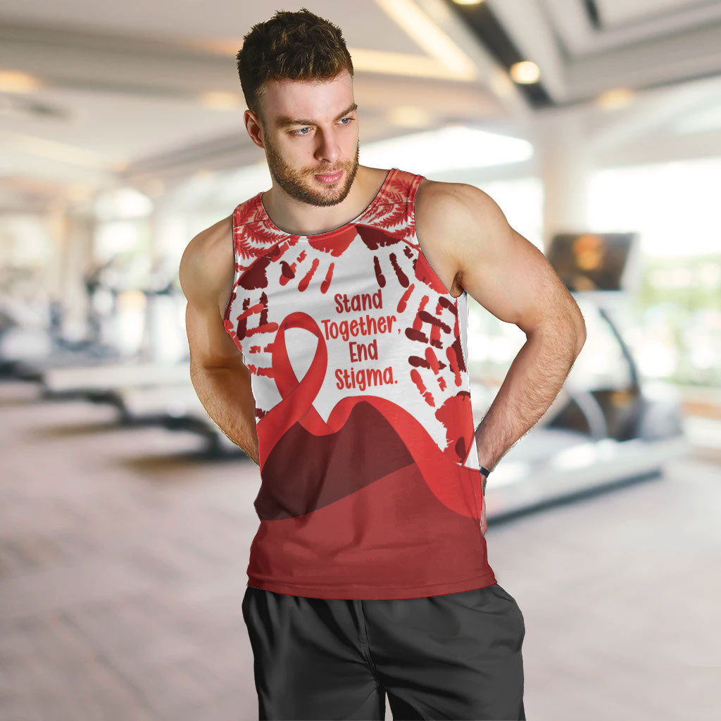 Red Ribbon Day New Zealand Men Tank Top Stand Together End Stigma NZ Fern