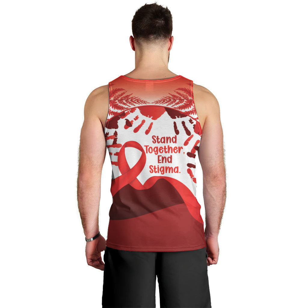 Red Ribbon Day New Zealand Men Tank Top Stand Together End Stigma NZ Fern