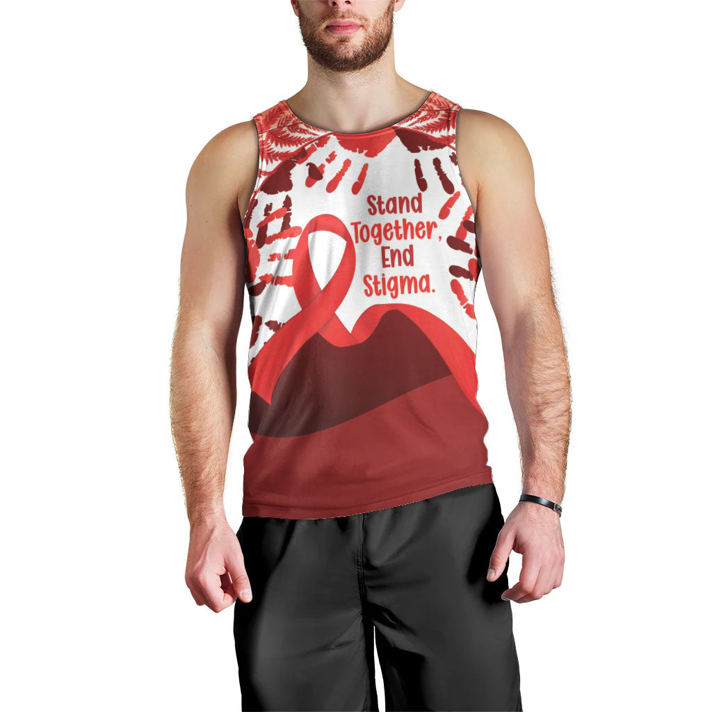 Red Ribbon Day New Zealand Men Tank Top Stand Together End Stigma NZ Fern