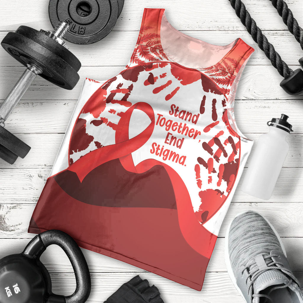 Red Ribbon Day New Zealand Men Tank Top Stand Together End Stigma NZ Fern
