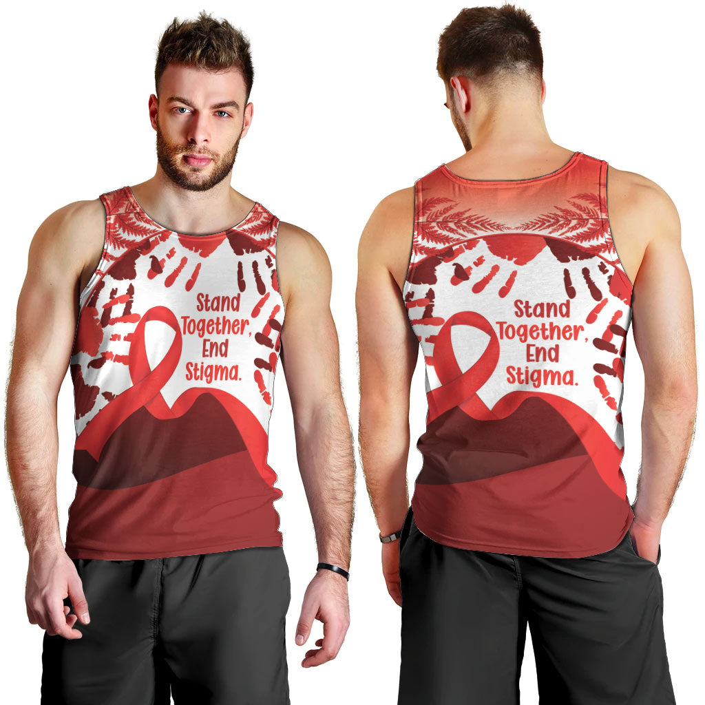 Red Ribbon Day New Zealand Men Tank Top Stand Together End Stigma NZ Fern