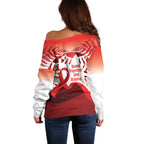 Red Ribbon Day New Zealand Off Shoulder Sweater Stand Together End Stigma NZ Fern