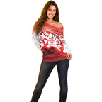Red Ribbon Day New Zealand Off Shoulder Sweater Stand Together End Stigma NZ Fern