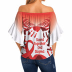 Red Ribbon Day New Zealand Off Shoulder Wrap Waist Top Stand Together End Stigma NZ Fern