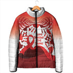 Red Ribbon Day New Zealand Padded Jacket Stand Together End Stigma NZ Fern