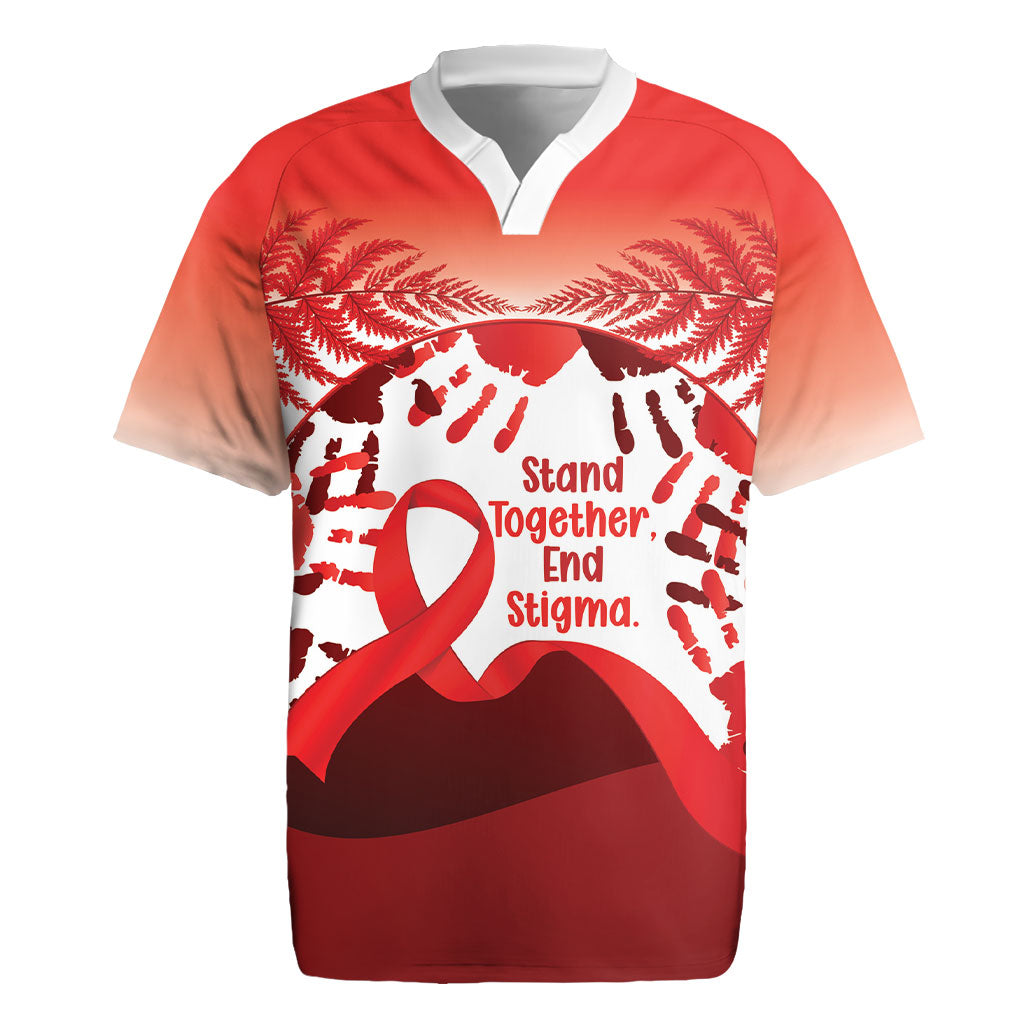 Red Ribbon Day New Zealand Rugby Jersey Stand Together End Stigma NZ Fern