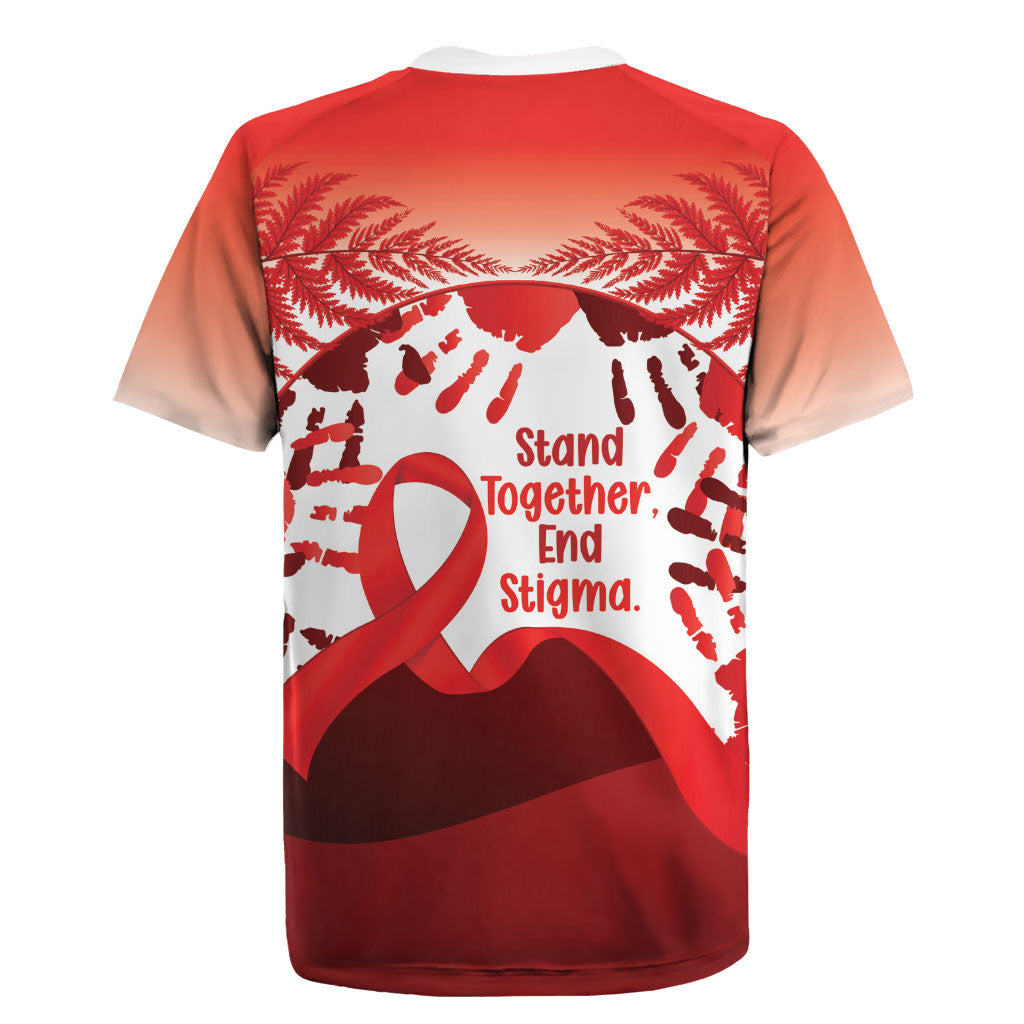 Red Ribbon Day New Zealand Rugby Jersey Stand Together End Stigma NZ Fern