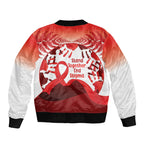 Red Ribbon Day New Zealand Sleeve Zip Bomber Jacket Stand Together End Stigma NZ Fern