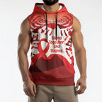 Red Ribbon Day New Zealand Sleeveless Hoodie Stand Together End Stigma NZ Fern