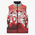 Red Ribbon Day New Zealand Sleeveless Puffer Jacket Stand Together End Stigma NZ Fern