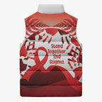 Red Ribbon Day New Zealand Sleeveless Puffer Jacket Stand Together End Stigma NZ Fern