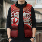 Red Ribbon Day New Zealand Sleeveless Puffer Jacket Stand Together End Stigma NZ Fern