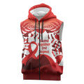 Red Ribbon Day New Zealand Sleeveless Zip Hoodie Stand Together End Stigma NZ Fern
