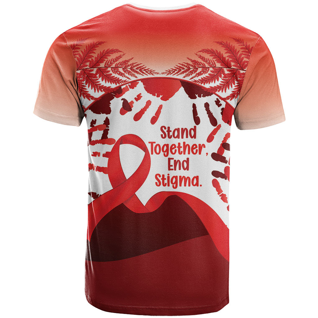 Red Ribbon Day New Zealand T Shirt Stand Together End Stigma NZ Fern