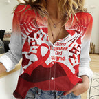 Red Ribbon Day New Zealand Women Casual Shirt Stand Together End Stigma NZ Fern
