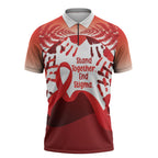 Red Ribbon Day New Zealand Zipper Polo Shirt Stand Together End Stigma NZ Fern