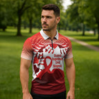 Red Ribbon Day New Zealand Zipper Polo Shirt Stand Together End Stigma NZ Fern