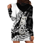 Aotearoa Manaia NZ Maori Silver Fern Hoodie Dress