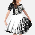 Aotearoa Manaia NZ Maori Silver Fern Kid Short Sleeve Dress
