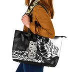 Aotearoa Manaia NZ Maori Silver Fern Leather Tote Bag