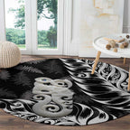 Aotearoa Manaia NZ Maori Silver Fern Round Carpet