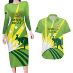 Custom Australia Cricket Couples Matching Long Sleeve Bodycon Dress and Hawaiian Shirt Go Champions Aussies