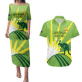 Custom Australia Cricket Couples Matching Puletasi and Hawaiian Shirt Go Champions Aussies
