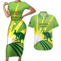Custom Australia Cricket Couples Matching Short Sleeve Bodycon Dress and Hawaiian Shirt Go Champions Aussies