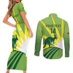 Custom Australia Cricket Couples Matching Short Sleeve Bodycon Dress and Long Sleeve Button Shirt Go Champions Aussies