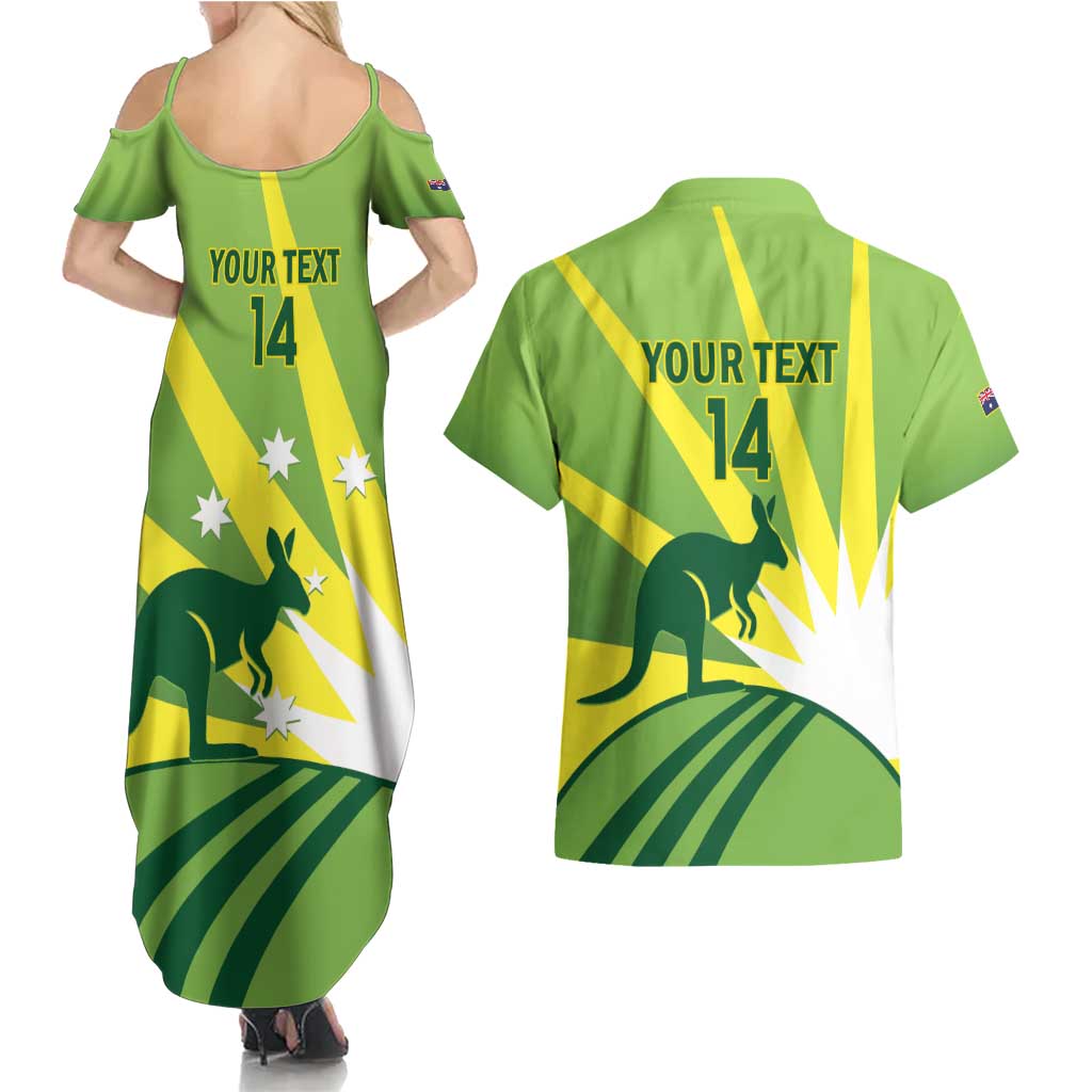 Custom Australia Cricket Couples Matching Summer Maxi Dress and Hawaiian Shirt Go Champions Aussies