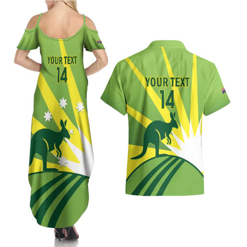 Custom Australia Cricket Couples Matching Summer Maxi Dress and Hawaiian Shirt Go Champions Aussies