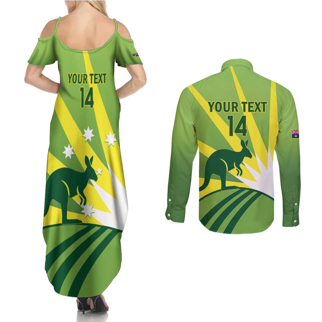 Custom Australia Cricket Couples Matching Summer Maxi Dress and Long Sleeve Button Shirt Go Champions Aussies