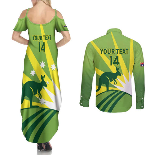 Custom Australia Cricket Couples Matching Summer Maxi Dress and Long Sleeve Button Shirt Go Champions Aussies