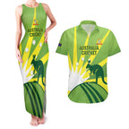 Custom Australia Cricket Couples Matching Tank Maxi Dress and Hawaiian Shirt Go Champions Aussies