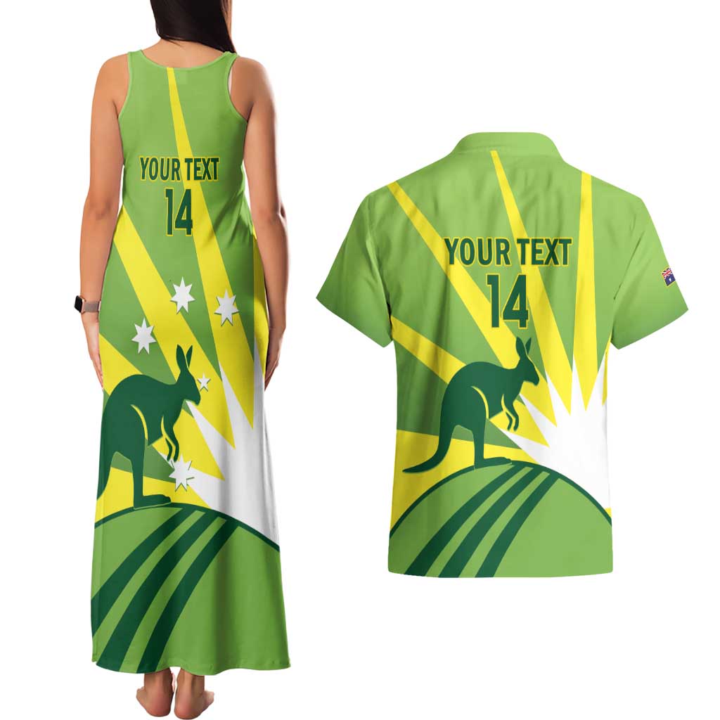 Custom Australia Cricket Couples Matching Tank Maxi Dress and Hawaiian Shirt Go Champions Aussies
