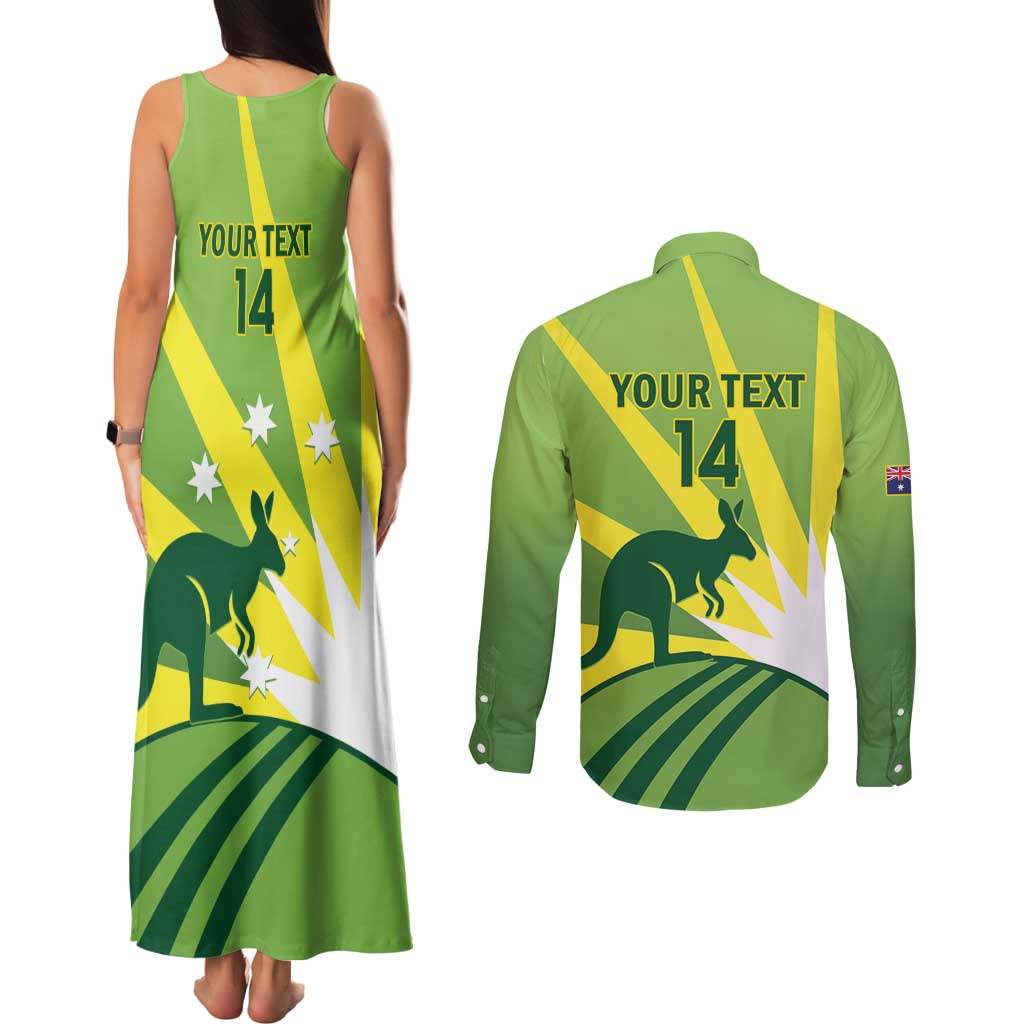 Custom Australia Cricket Couples Matching Tank Maxi Dress and Long Sleeve Button Shirt Go Champions Aussies