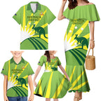 Custom Australia Cricket Family Matching Mermaid Dress and Hawaiian Shirt Go Champions Aussies