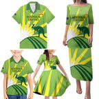 Custom Australia Cricket Family Matching Puletasi and Hawaiian Shirt Go Champions Aussies