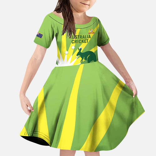 Custom Australia Cricket Kid Short Sleeve Dress Go Champions Aussies